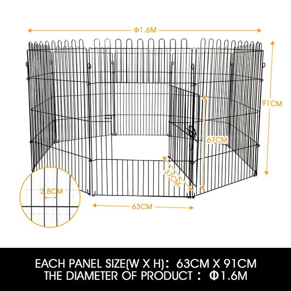 Cat Enclosure Dog Pet Playpen Fence Rabbit Cage Ferret Fencing Puppy Pen Duck Exercise Outdoor Indoor Foldable Portable Green Fabric Cover 8 Panels 63x91cm 36 Inch