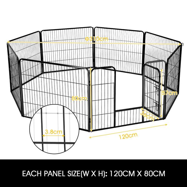 8-Panel Pet Playpen Dog Cat Enclosure with Fabric Cover 120x80CM/ Panel - XXL