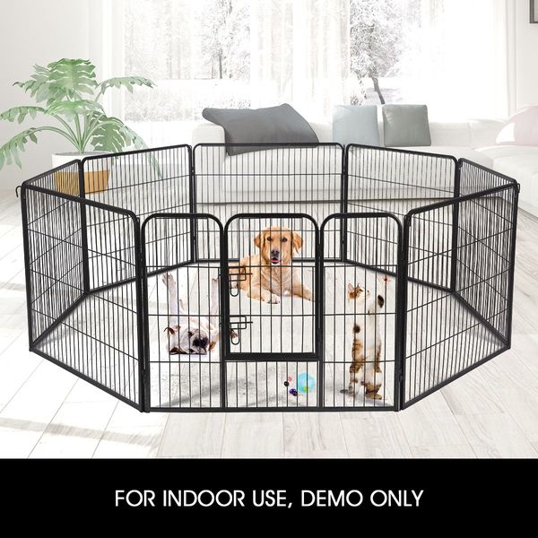 8-Panel Pet Playpen Dog Cat Enclosure with Fabric Cover 120x80CM/ Panel - XXL