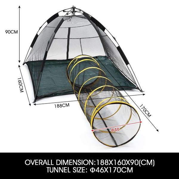 Outdoor Pop-up Pup Tent Portable for Pets Dogs Cats with Tunnel One Step Assembly