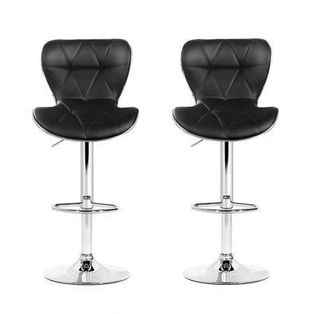 Artiss 2x Bar Stools Gas Lift Leather Seat Black