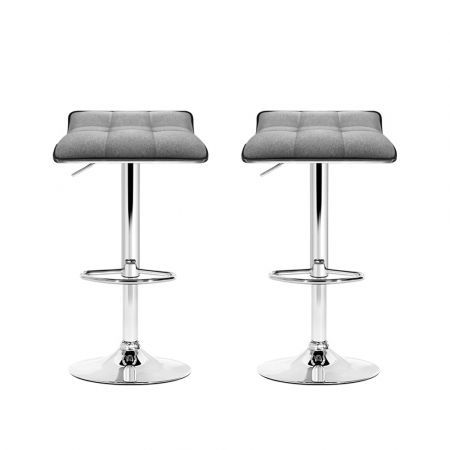 Artiss 2x Bar Stools Linen Padded Gas Lift