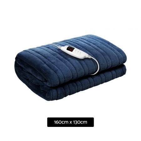 Coral Fleece Electric Throw Blanket - Navy