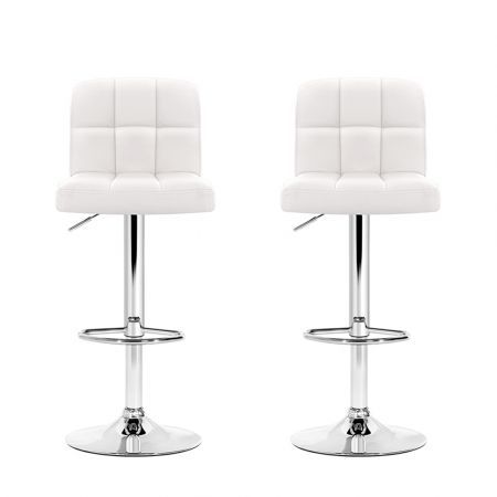 Artiss 2x Bar Stools Leather Gas Lift White