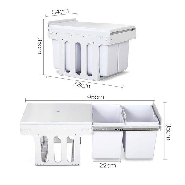 Cefito 2x15L Pull Out Bin - White