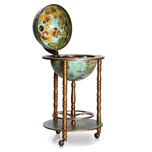 Deluxe Handcrafted Globe Bar Cabinet Wine Rack Drinks Trolley