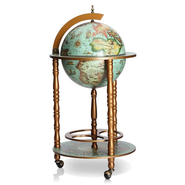 Deluxe Handcrafted Globe Bar Cabinet Wine Rack Drinks Trolley