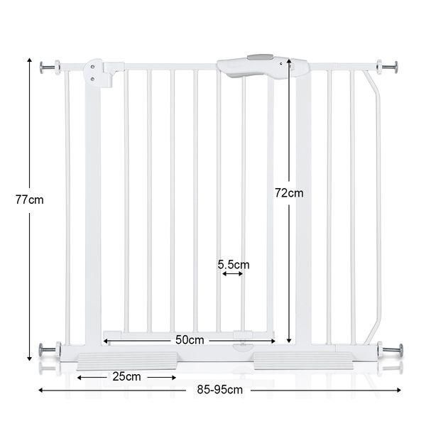 Pet Safety Gates Safe Fence Dog Puppy Child Baby Security Stair Barrier Door 10CM Extension Adjustable 77CM Height