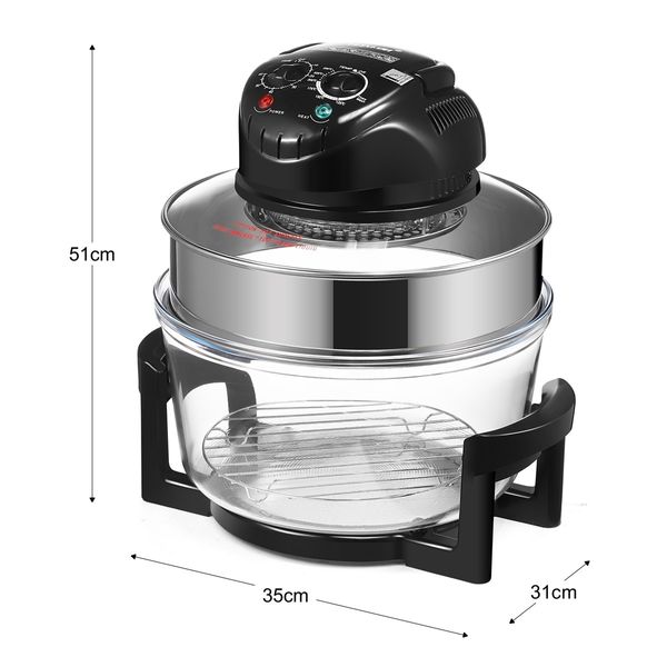 Maxkon 17L Halogen Oven Turbo Convection Cooker Electric Air Fryer Black