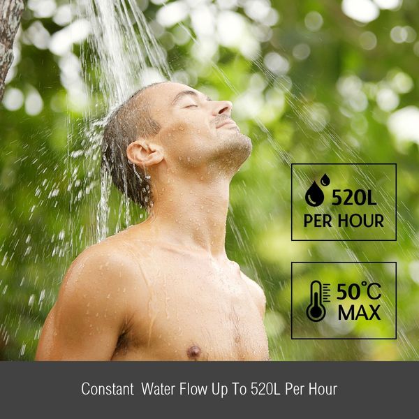 MAXKON 8 in 1 520L/Hr Portable Outdoor Gas Instant Shower Water Heater - Silver