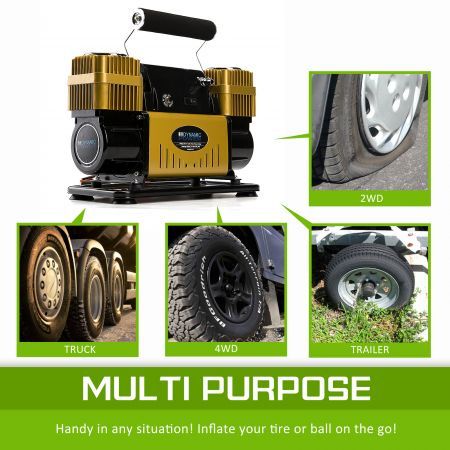 Portable Car Tyre Air Compressor Inflator 300L/MIN 12V GOLD
