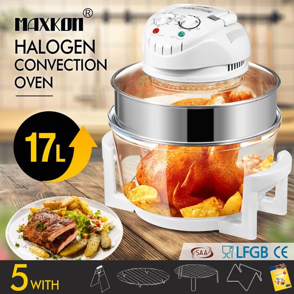 Maxkon 17L Halogen Oven Turbo Convection Cooker Electric Air Fryer White