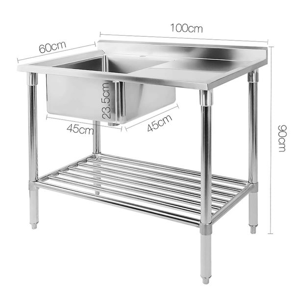 Cefito 100x60cm Commercial Stainless Steel Sink Kitchen Bench