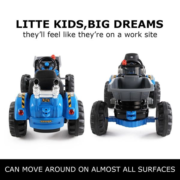 Kids Tractor 12V Electric Ride on Digger Car Black & Blue