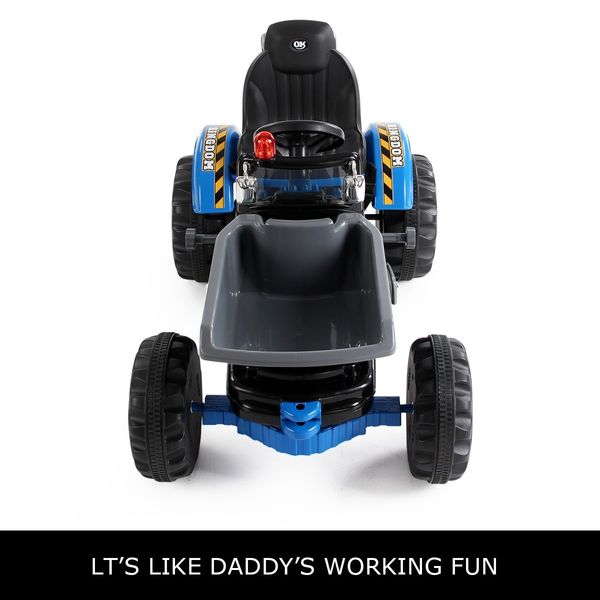 Kids Tractor 12V Electric Ride on Digger Car Black & Blue