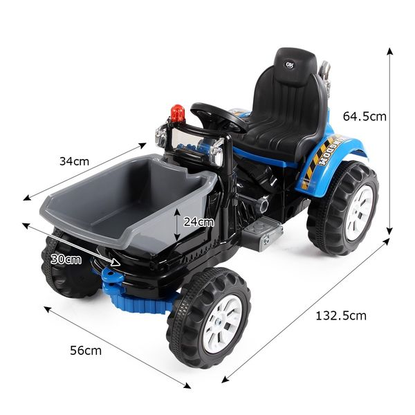 Kids Tractor 12V Electric Ride on Digger Car Black & Blue