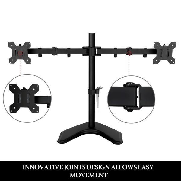 13"-27" Dual Monitor Stand Vesa Bracket 90 Degree Tilting & 180 Degree Swivel Height-Adjustable Desk Mount