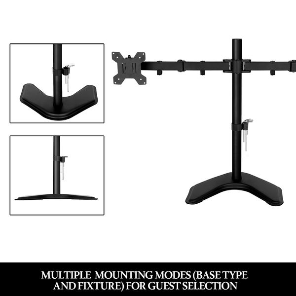 13"-27" Dual Monitor Stand Vesa Bracket 90 Degree Tilting & 180 Degree Swivel Height-Adjustable Desk Mount