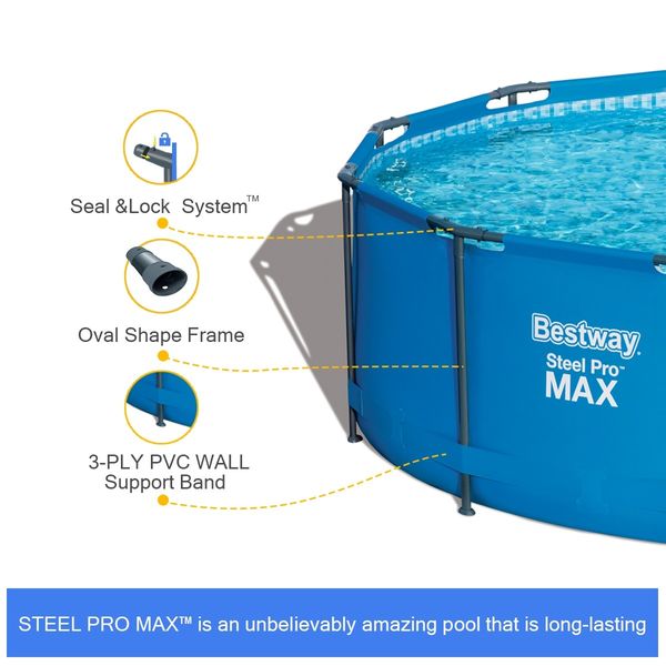 Bestway 3.66M Above Ground Steel Frame Swimming Pool w/Filter Pump