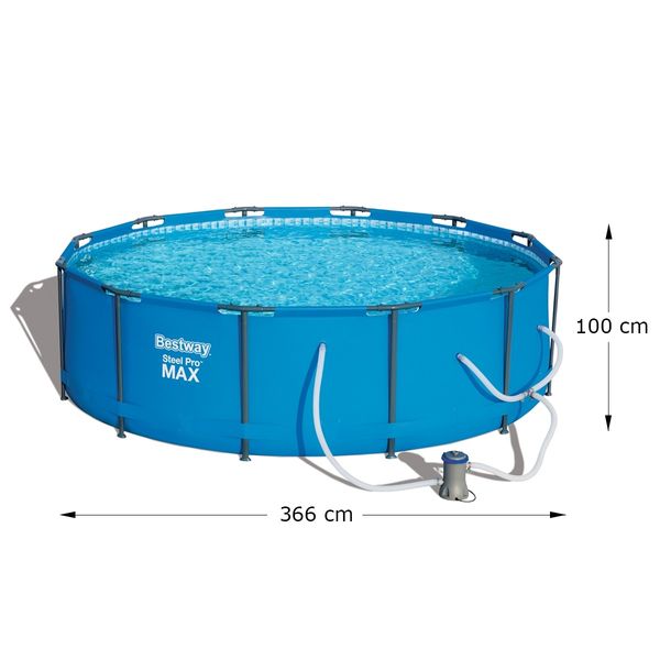 Bestway 3.66M Above Ground Steel Frame Swimming Pool w/Filter Pump