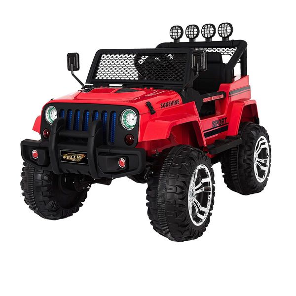 Electric Ride on Jeep Remote Control Off Road Kids Car w/Built-in Songs - Red