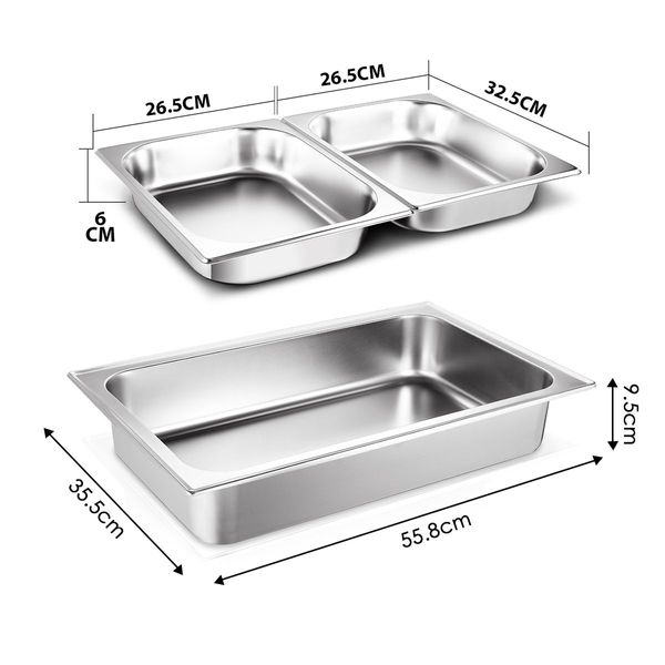  2 Sets Bain Marie Bow Chafing Dishes 4x4.5L S/S Buffet Food Warmer Stackable