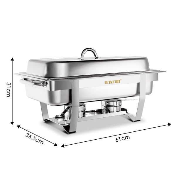  2 Sets Bain Marie Bow Chafing Dishes 4x4.5L S/S Buffet Food Warmer Stackable