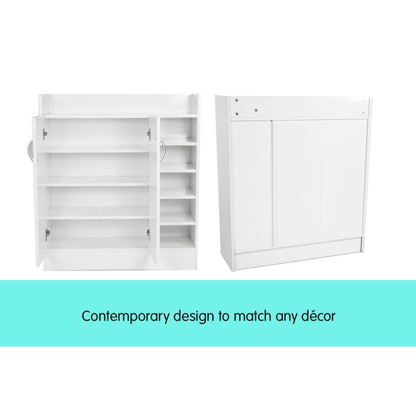 21 Pairs Shoe Cabinet Rack Storage Organiser - 80 x 30 x 90cm - White