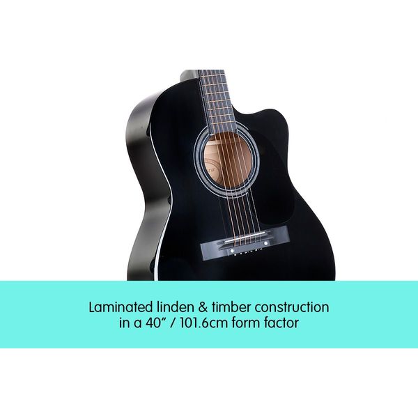 Karrera Acoustic Cutaway 40in Guitar - Black