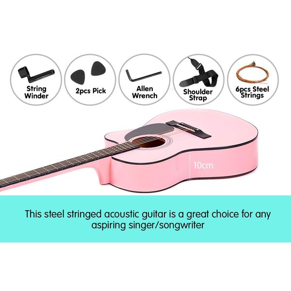 Karrera Acoustic Cutaway 40in Guitar - Pink