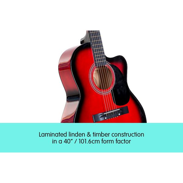 Karrera Acoustic Cutaway 40in Guitar - Red