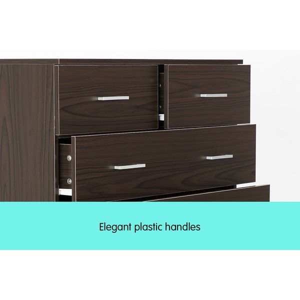 Tallboy Dresser 6 Chest of Drawers Cabinet 85 x 39.5 x 105cm - Brown