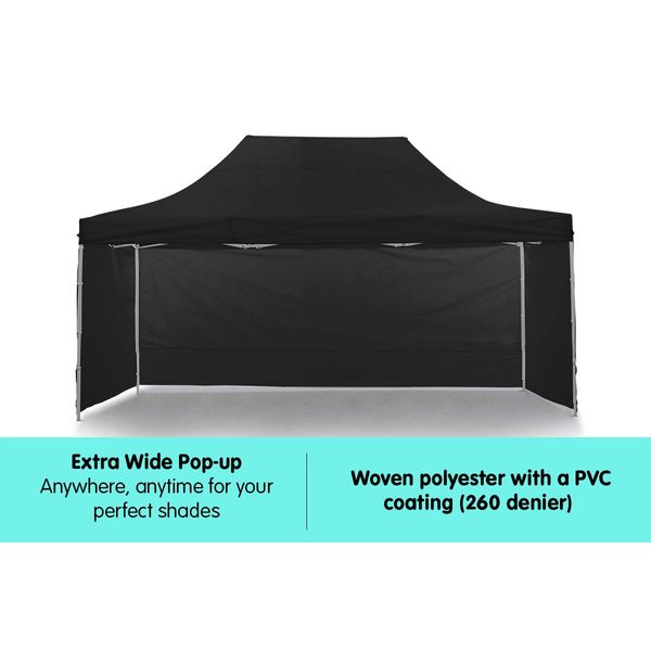 Wallaroo 3x4.5m Pop Up Gazebo - Black