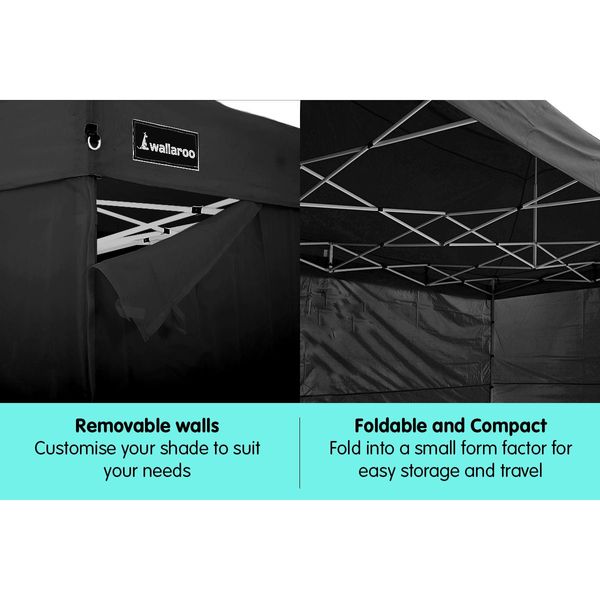 Wallaroo 3x4.5m Pop Up Gazebo - Black