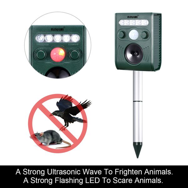 2x Ultrasonic Bird Animal Repeller Solar Powered Repellent