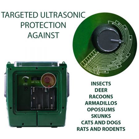 2x Ultrasonic Bird Animal Repeller Pest Repellent with Loudspeaker Alarm & Large Solar Power Plate