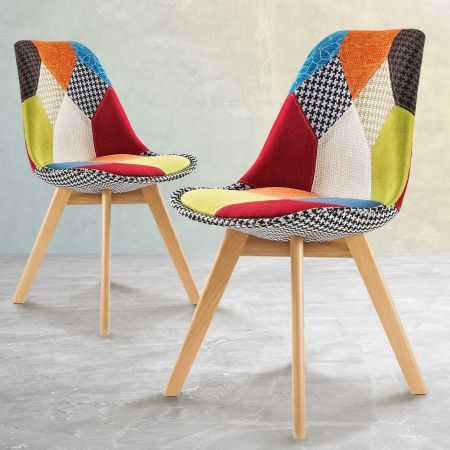 2X Retro Dining Cafe Chair Padded Seat MULTI COLOUR