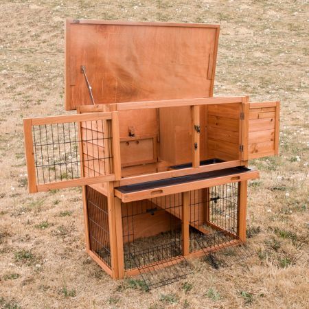 Double Storey Flat Roof Pet Hutch Coop House LA VITA