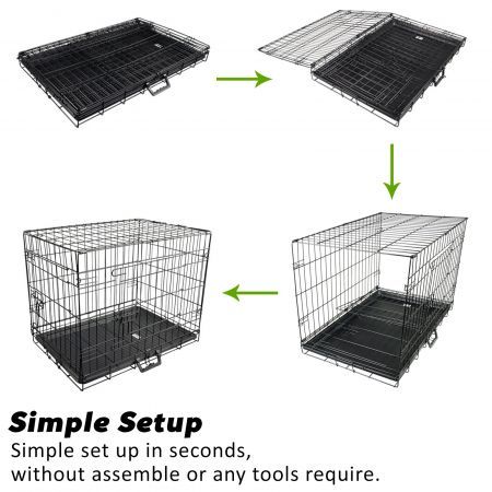 Wire Dog Cage Foldable Crate Kennel 24 inches with Tray