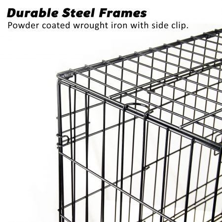 Wire Dog Cage Foldable Crate Kennel 24 inches with Tray