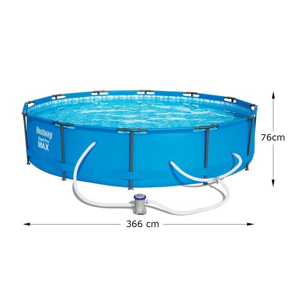 Bestway 3.66M Above Ground Metal Frame Swimming Pool w/Filter Pump