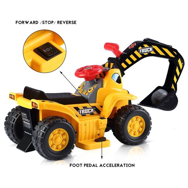 Kids Ride on Digger Electric Excavator Bulldozer Loader Car w/Safety Helmet