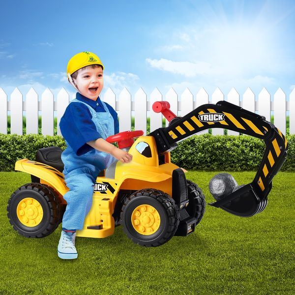 Kids Ride on Digger Electric Excavator Bulldozer Loader Car w/Safety Helmet