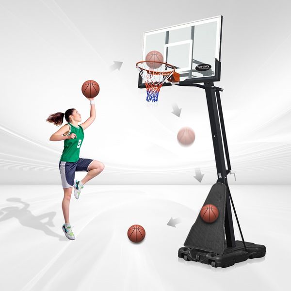 Genki Adjustable 2.45m-3.05m Portable Basketball Hoop System Stand w/Scoreboard