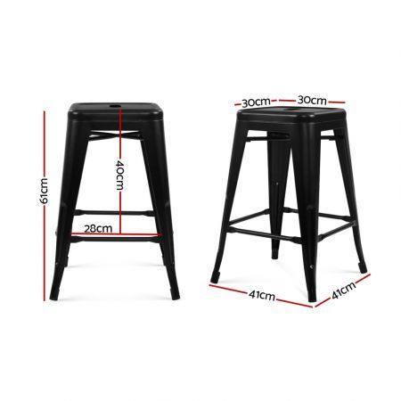 Artiss Set of 4 Metal Backless Bar Stools - Black