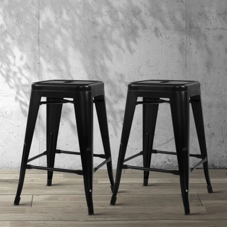 Artiss Set of 4 Metal Backless Bar Stools - Black