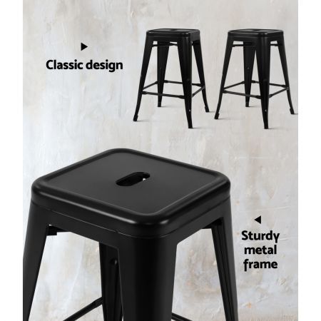 Artiss Set of 4 Metal Backless Bar Stools - Black