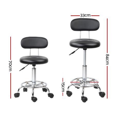 Adjustable Round Seat Salon Stool - Black