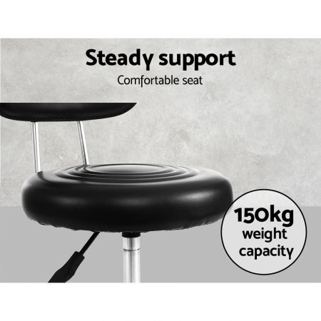 Adjustable Round Seat Salon Stool - Black