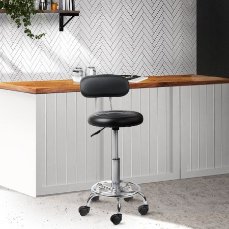 Adjustable Round Seat Salon Stool - Black